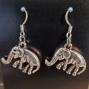 Elephant earrings, silver color NWOT